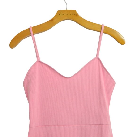 Sunday Best Aritzia Bubble Gum Pink Ribbed Tank Dress Size Medium - Picture 3 of 14
